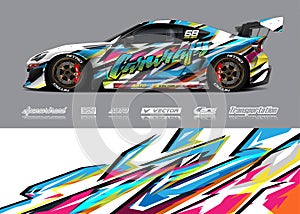 Race car livery illustration for racing stripe, vinyl car wrap and decal stickers.