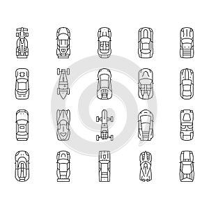 race car speed sport vehicle icons set vector