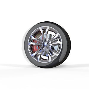 Race car tire with chrome rims