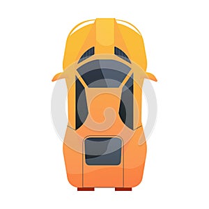 Race car top view in cartoon style transport with shadows and light isolated on white background. Modern urban civilian