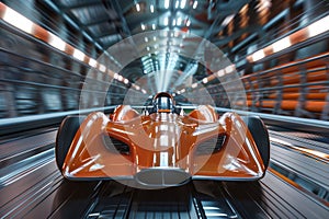 Race car in a wind tunnel, advanced aerodynamic testing
