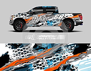 Truck decal, cargo van and car wrap vector, Graphic abstract grunge stripe designs for wrap branding vehicle. photo