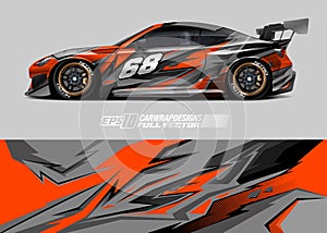 Race car wrap design. Abstract sport background photo