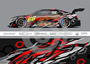 Race car wrap designs. Abstract stripe racing background for vehicle and extreme sport jersey designs.