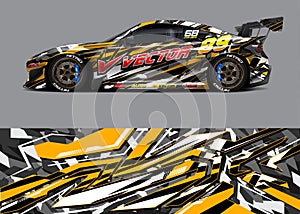 Race car wrap designs. Abstract stripe racing background for vehicle and extreme sport jersey designs.