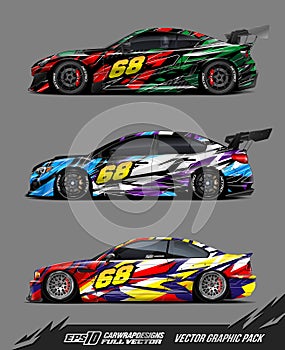 Race car wrap designs illustrations pack