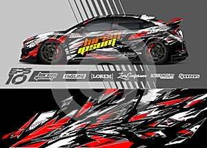 Race Car Wrap Illustrations. Abstract sport background for rally, rc car, drag race, offroad, boat and adventure vehicle. Eps 10