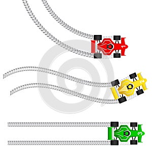 Race cars with various tyre treads