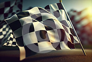 Race chequered flag at a competition. racing flag, checkered flag