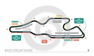 Race circuit guide. Track scheme isolated on a white background. Racing track scheme