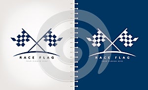 Race Finish Flag logo vector. Car rally design.