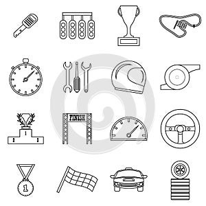 Race icons set, outline style