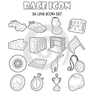 Race icons set in outline style