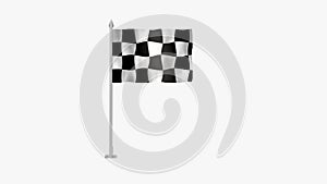 Race Pole Flag , Race flag waving in wind on White Background. Race Flag