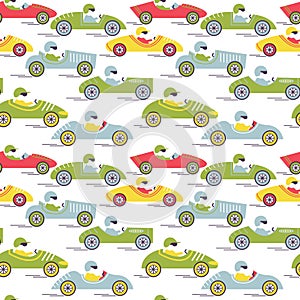 Race retro sport car seamless pattern