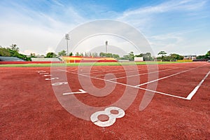 Race running track of football field stadium
