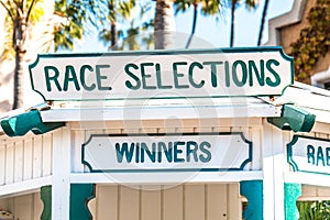 Race Selections Booth at Horse Racetrack