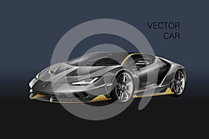 Race sport car. Supercar tuning. 3d realistic style vector illustration isolated on black background. illustration realistic