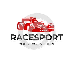 Race sport, formula 1 and race car, logo design. Racing automobile and drive, vector design