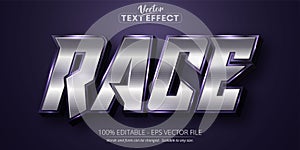 Race text, shiny silver color style editable text effect