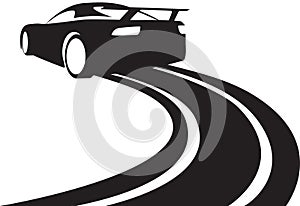 Race track car graphic black silhouette