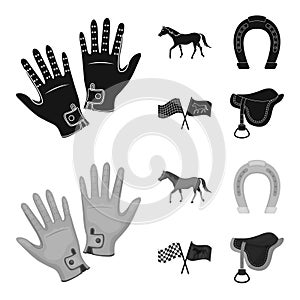 Race, track, horse, animal . Hippodrome and horse set collection icons in black, monochrom style vector symbol stock