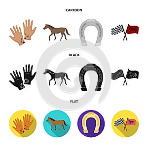Race, track, horse, animal .Hippodrome and horse set collection icons in cartoon,black,flat style vector symbol stock