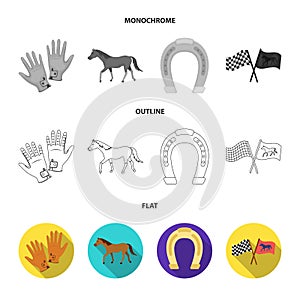 Race, track, horse, animal .Hippodrome and horse set collection icons in flat,outline,monochrome style vector symbol