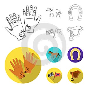 Race, track, horse, animal .Hippodrome and horse set collection icons in outline,flat style vector symbol stock