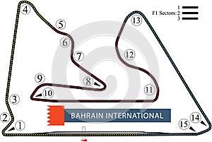 Race track map layout with label for Bahrain International Circuit