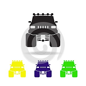 race track multicolored icons. Monster trucks element icon. Baby Signs, outline symbols collection icon for websites, web design,