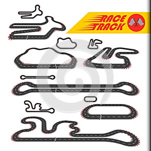 Race track, racing loop or race circuit set.