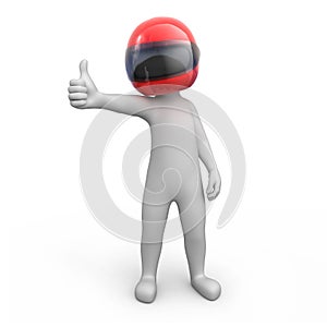 Racer with thumb up