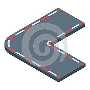 Racetrack corner icon isometric vector. Car race