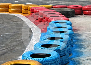 Racetrack fence of old tires