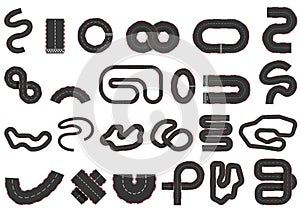 Racetrack icons set cartoon vector. F1 track