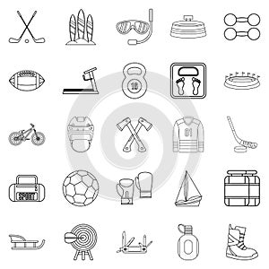 Racetrack icons set, outline style