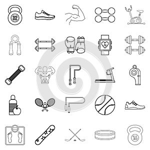 Racetrack icons set, outline style