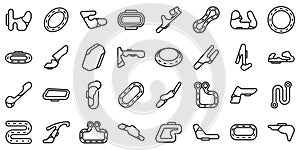 Racetrack icons set outline vector. Track map