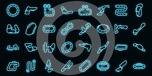 Racetrack icons set outline vector. Track map vector neon
