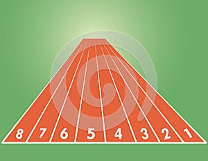 Racetrack lines with numbers in the stadium for competition from start position vector illustration
