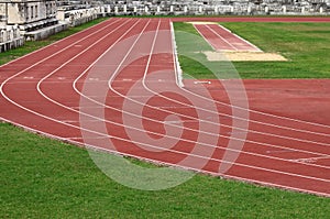Racetrack and long jump pit