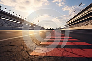 a racetracks finish line from a low angle