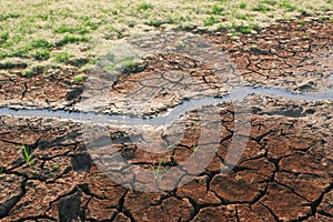 Raceway flowing on dry, cracked ground