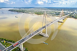 Rach Mieu bridge, Tien Giang, Vietnam, aerial view