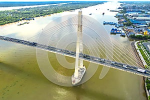 Rach Mieu bridge, Tien Giang, Vietnam, aerial view