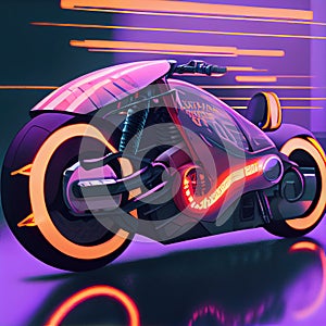 Racing bike with bright electric colors and futuristic eye-catching - Generated Artificial Intelligence- AI