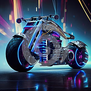 Racing bike with bright electric colors and futuristic eye-catching - Generated Artificial Intelligence- AI