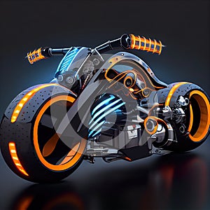 Racing bike with bright electric colors and futuristic eye-catching - Generated Artificial Intelligence- AI