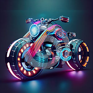 Racing bike with bright electric colors and futuristic eye-catching - Generated Artificial Intelligence- AI